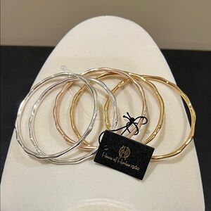 House of Harlow 1960 | Gold, Silver & Rose Bangle Trio
